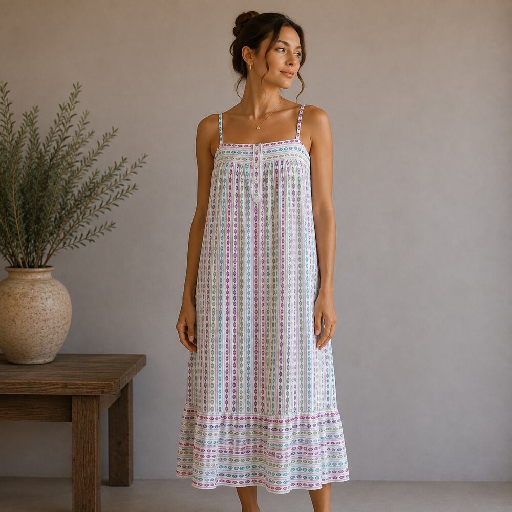 Modcloth White Multi Color Sundress Weekender's Dream NWOT Large